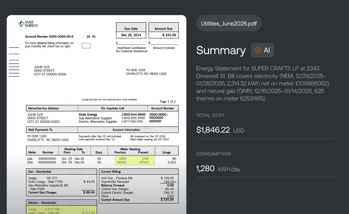 AI bill scanning interface